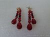 US AVON Vintage Plastic Red Black Beads Dangling Earrings Jewelry Collection