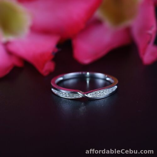 1st picture of .08 CTW Diamond Half Eternity Ring 18k White Gold HE66 sep For Sale in Cebu, Philippines