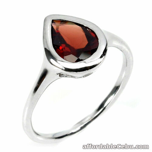 1st picture of Natural Mozambique GARNET 9.0x7.0mm 925 STERLING SILVER RING S8 Pear For Sale in Cebu, Philippines