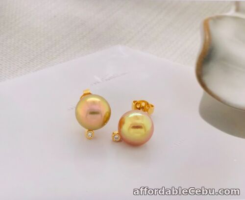 1st picture of SALE‼️9.1mm South Sea Pearl w/ .04 CTW Diamond Earrings 14k Yellow Gold E677 sep For Sale in Cebu, Philippines