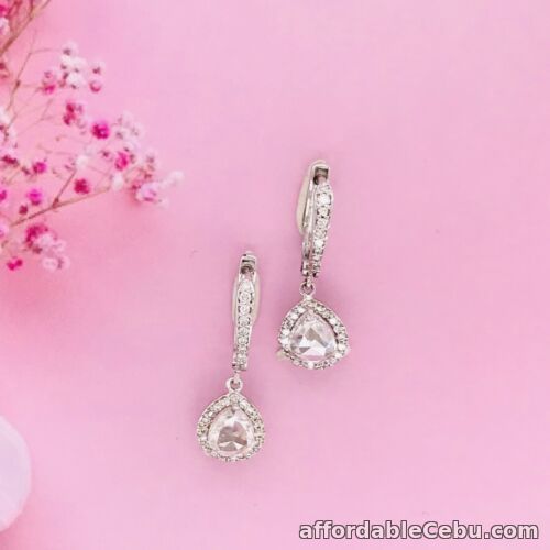 1st picture of 1.25 CTW Diamond Dangling Earrings 18k White Gold E376 sep For Sale in Cebu, Philippines