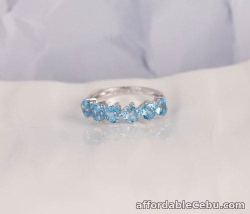 1st picture of SALE‼️2.61 CTW Blue Topaz Half Eternity Ring 18k White Gold HE349 sep For Sale in Cebu, Philippines