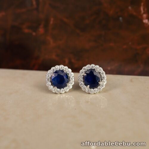 1st picture of 1.26 CTW Diamond w/ Blue Sapphire Detachable Earrings 18k White Gold E518 sep For Sale in Cebu, Philippines