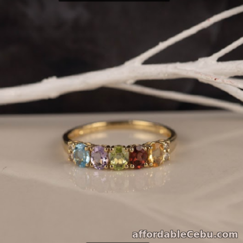 1st picture of .88 CTW Gemstone w/ .07 CTW Diamond Half Eternity Ring 18k Yellow Gold HE350 sep For Sale in Cebu, Philippines
