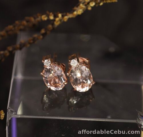 1st picture of SALE‼️2.70 CTW Morganite w/ .06 CTW Diamond Earrings 14k Rose Gold E749 sep For Sale in Cebu, Philippines