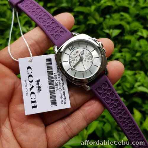 1st picture of Coach Boyfriend C Embossed Logo Purple Rubber Strap Watch For Sale in Cebu, Philippines