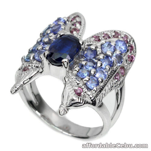 1st picture of Natural KYANITE, TANZANITE & GARNET 925 STERLING SILVER Butterfly RING S7.0 For Sale in Cebu, Philippines