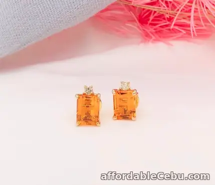 1st picture of 1.47 Carat Citrine w/ .08 CTW Diamond Earrings 14k Yellow Gold E497 sep For Sale in Cebu, Philippines