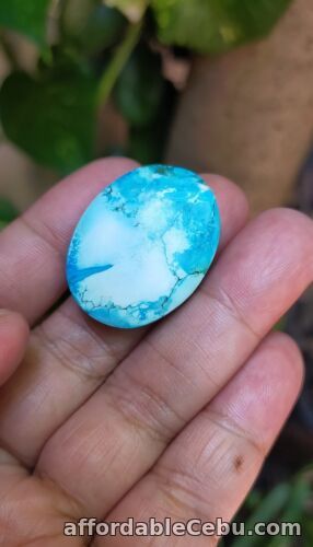 1st picture of 39.0 Carats NATURAL Morenci TURQUOISE Loose Oval Cabochon 30x24x4mm Arizona For Sale in Cebu, Philippines