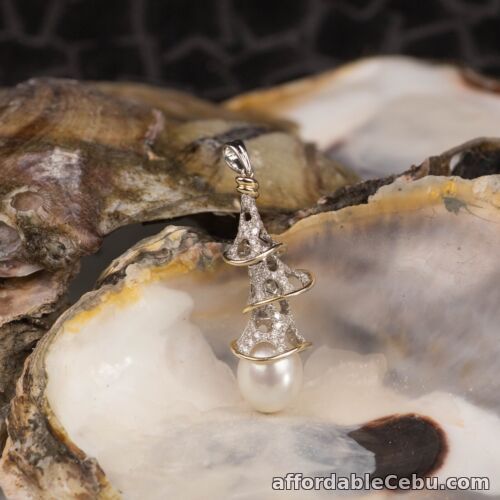 1st picture of 1.02 Carat Diamond Twotone Gold Pendant w/ Pearl 18k P06 sep For Sale in Cebu, Philippines