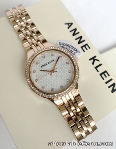 1st picture of Anne Klein Watch * 3816MPRG Floral Dial Swarovski Crystal Rose Gold Steel Women For Sale in Cebu, Philippines