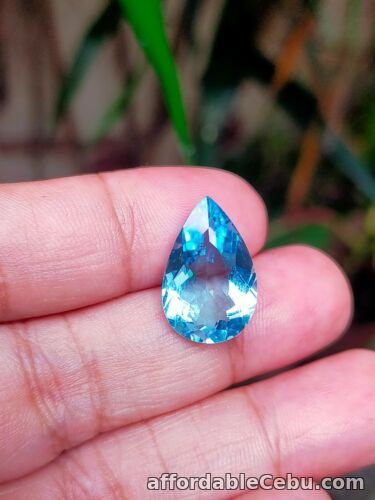 1st picture of 8.82 Carats NATURAL Blue TOPAZ Loose for Jewelry Setting 11.1x17.1x6.5mm Pear For Sale in Cebu, Philippines