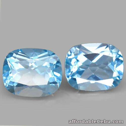 1st picture of 12.20 Carats IF Pair NATURAL Sky Blue TOPAZ for Jewelry Setting 12x10mm Cushion For Sale in Cebu, Philippines