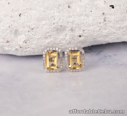 1st picture of SALE‼️1.92 CTW Citrine w/.26 CTW Diamond Earrings 18k White Gold JS172E sep For Sale in Cebu, Philippines