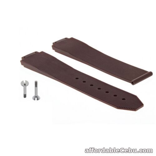 1st picture of 25MM RUBBER WATCH STRAP BAND FOR HUBLOT FUSION H BIG BANG WATCH BROWN + 2 SCREW For Sale in Cebu, Philippines