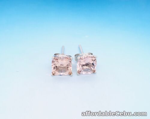 1st picture of 1.26 Carat Morganite Earrings 18k White Gold E402 sep For Sale in Cebu, Philippines