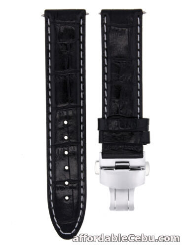 1st picture of 18MM REPLACEMENT PREMIUM LEATHER WATCH STRAP BAND CLASP FOR MONTBLANC BLACK WS For Sale in Cebu, Philippines