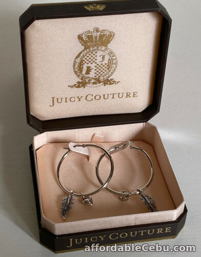 1st picture of NEW! JUICY COUTURE WISH FEATHER SILVER HOOP FASHION JEWELRY EARRINGS $52 SALE For Sale in Cebu, Philippines