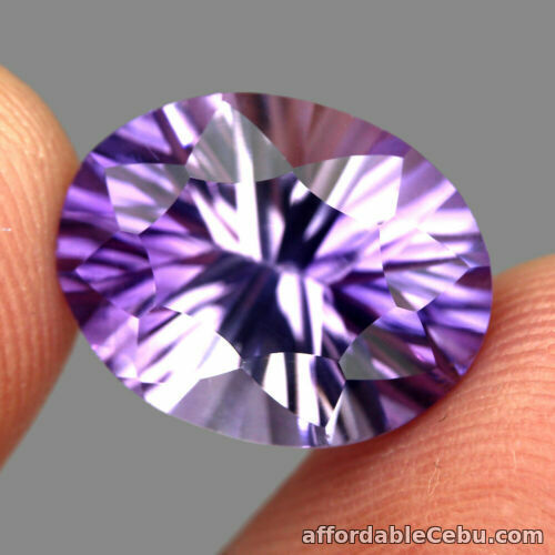 1st picture of 10.12 Carats 16x12.5x9.0mm NATURAL Unheated Purple AMETHYST Oval Concave Uruguay For Sale in Cebu, Philippines