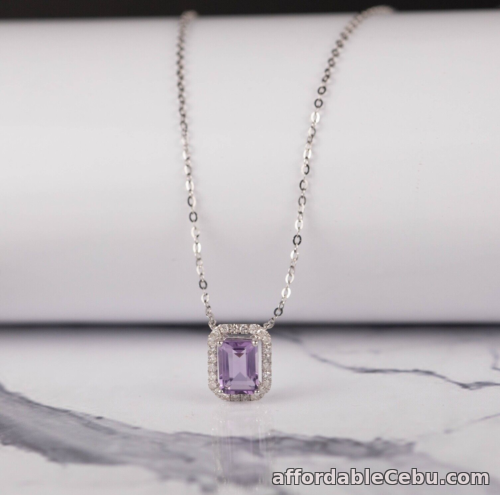 1st picture of SALE‼️.95 Carat Amethyst w/.15 CTW Diamond Necklace 18k White Gold JS170N sep For Sale in Cebu, Philippines