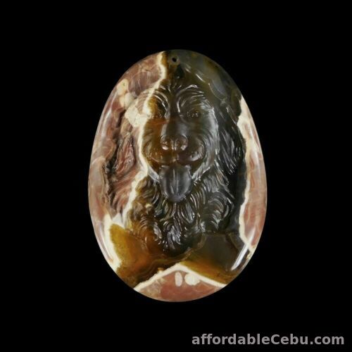 1st picture of 145 Carats NATURAL Carved Dog Mexican AGATE Brown Pendant Bead PENDANT Drilled For Sale in Cebu, Philippines