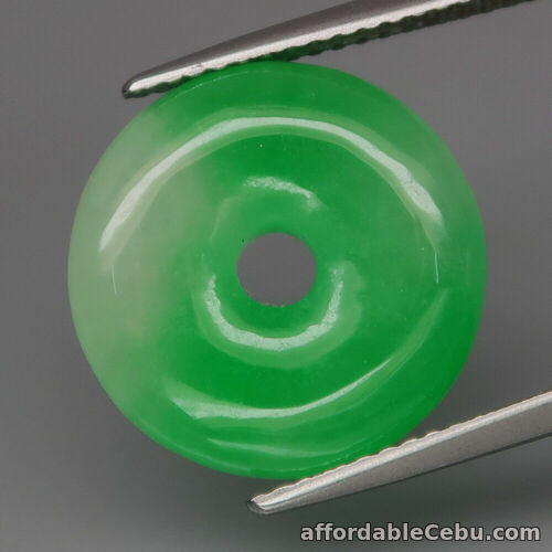 1st picture of Feng Shui 9.23 Carats Natural Green JADE Donut Shape Pendant For Sale in Cebu, Philippines