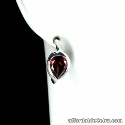 1st picture of Natural Mozambique GARNET 9.0x7.0mm Pear 925 Sterling Silver EARRINGS For Sale in Cebu, Philippines