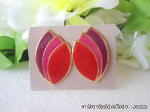 1st picture of US AVON Vintage Bold Chunky Paradise Colors Enamel Metal Earrings 1987 Jewelry For Sale in Cebu, Philippines