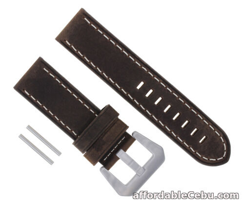 1st picture of 24MM COW LEATHER WATCH BAND STRAP FOR PAM PANERAI LUMINOR RADIOMIR D/BROWN WS For Sale in Cebu, Philippines