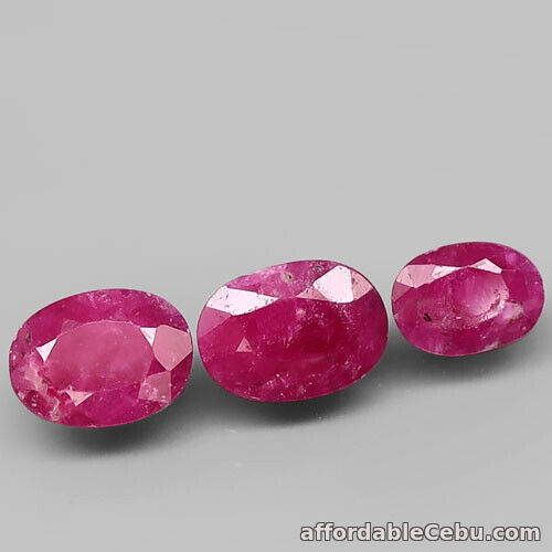 1st picture of 3.0 Carats 3pcs Lot 6x4 to 7.3x5.3 Natural Reddish Pink RUBY Loose Oval For Sale in Cebu, Philippines