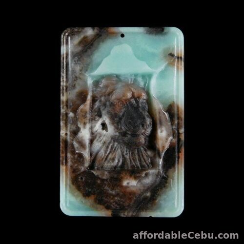 1st picture of 160 Carats NATURAL Carved Lion Animal AMAZONITE Gemstone PENDANT Drilled For Sale in Cebu, Philippines