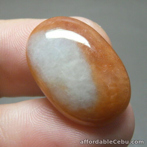 1st picture of Feng Shui 15.90 Carats Natural Genuine Jadeite JADE Brown-White Oval Cabochon For Sale in Cebu, Philippines