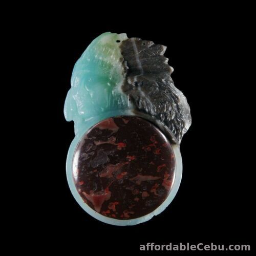 1st picture of NATURAL Carved Amazonite Native American & Flame Jasper Stones Bead PENDANT For Sale in Cebu, Philippines