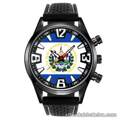 1st picture of El Salvador Country Flag Mens Style Black Silicone Band Quartz Wrist Watch SF68 For Sale in Cebu, Philippines