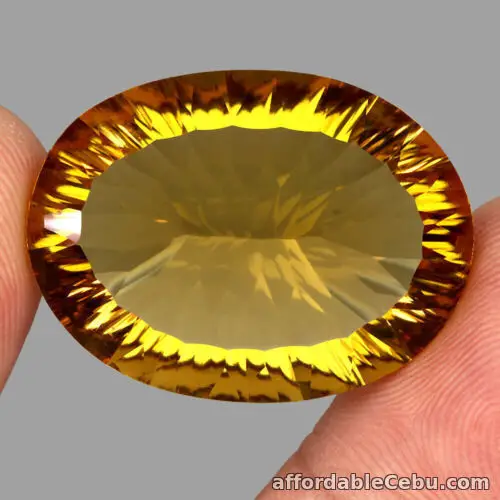1st picture of 45.98 Carats NATURAL Rich Yellow CITRINE 31x23x12mm Oval Concave Clean Brazil For Sale in Cebu, Philippines