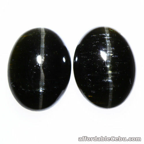 1st picture of 4.03 Carats 2pcs Pair Cat's Eye SILLIMANITE Oval Cabochon 8.1x6.15mm Loose India For Sale in Cebu, Philippines