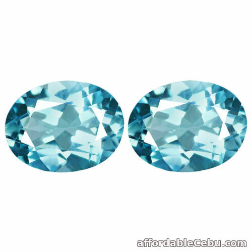 1st picture of 5.95 Cts IF PAIR Natural Unheated Aqua Blue TOPAZ for Jewelry Setting 10x8 Oval For Sale in Cebu, Philippines