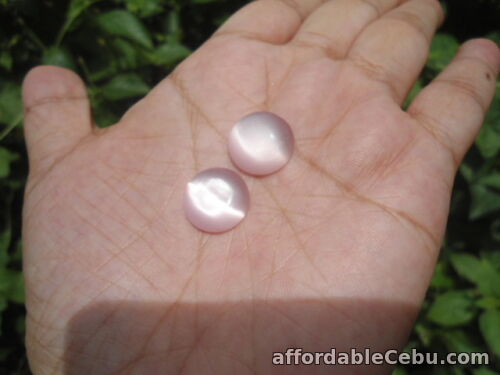 1st picture of 8.05 & 9.35 Carats  PAIR ANTIQUE NATURAL PINK APATITE CAT'S EYE for Earrings For Sale in Cebu, Philippines