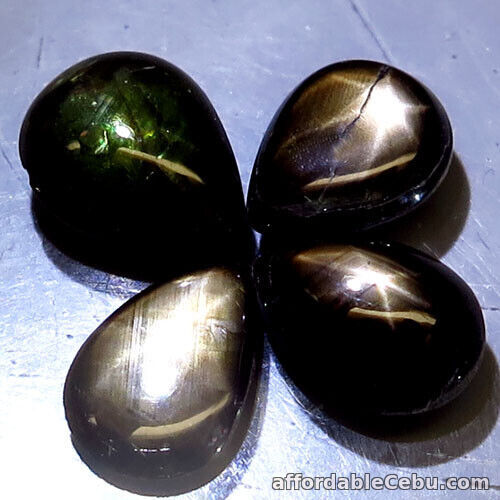 1st picture of 9.55 Carat 4pcs Lot NATURAL Black Star SAPPHIRE Pear Cab Thailand 8.5x6.8to9x7.6 For Sale in Cebu, Philippines