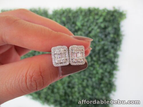 1st picture of 3.00 Carat Face Illusion Diamond White Gold Earrings 14k E261 sep (MTO) For Sale in Cebu, Philippines