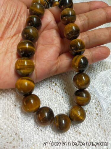 1st picture of 941 Carats Natural Golden Tiger's Eye Round Shape Loose Beads Necklace 14-15mm For Sale in Cebu, Philippines