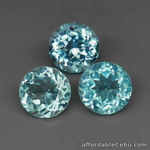 1st picture of 9.76 TCW Round 3pcs 9.0mm Natural Blue TOPAZ for Jewelry Setting For Sale in Cebu, Philippines