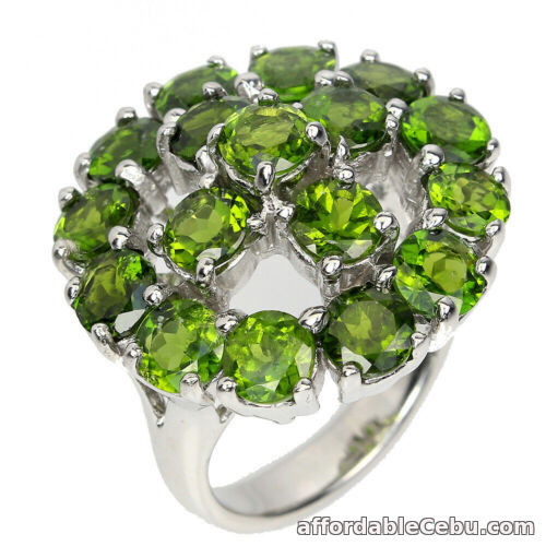 1st picture of Natural CHROME DIOPSIDE 925 STERLING SILVER Round RING S8.0 ChunkY Big For Sale in Cebu, Philippines