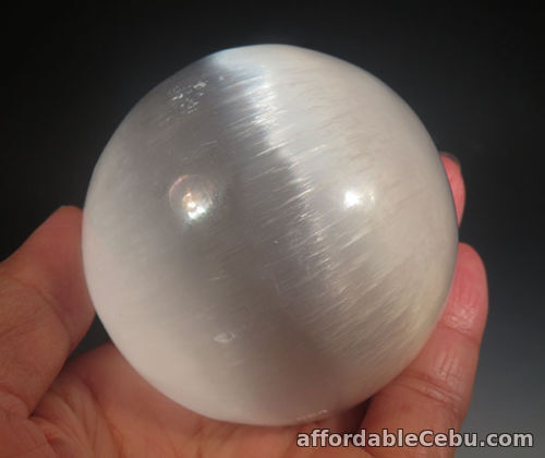 1st picture of 59 mm (2.3") XXL White Gypsum SELENITE Satin Spar Sphere Crystal Ball Morocco For Sale in Cebu, Philippines