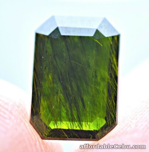 1st picture of 3.10 Carats ULTRA RARE Dark Green EPIDOTE with Needles Pakistan 11x7.0x3.5mm For Sale in Cebu, Philippines