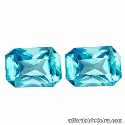 1st picture of 2.87 TCW IF 2pcs Natural Blue ZIRCON for Jewelry Setting Octagon Cut 7.0x5.0mm For Sale in Cebu, Philippines
