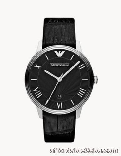 1st picture of Emporio Armani Men's Three-Hand Black Leather Watch For Sale in Cebu, Philippines