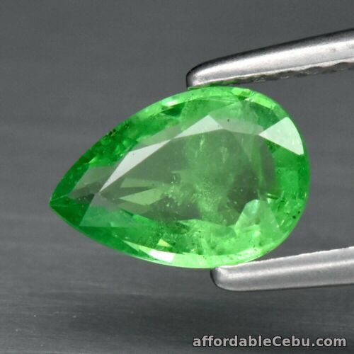 1st picture of 0.89 Carat 8.0x5.4x2.5mm NATURAL Green TSAVORITE GARNET Loose Pear Tanzania For Sale in Cebu, Philippines