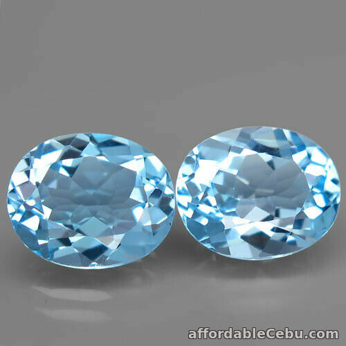 1st picture of 8.27 Carats IF Pair NATURAL Sky Blue TOPAZ for Jewelry Setting 11x9mm Oval For Sale in Cebu, Philippines