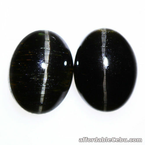 1st picture of 3.54 Carats 2pcs Pair Cat's Eye SILLIMANITE Oval Cabochon 8.0x6.15mm For Sale in Cebu, Philippines